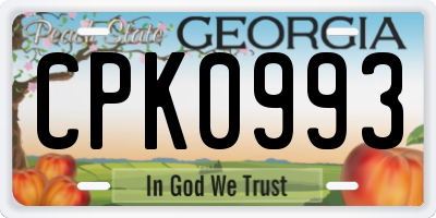 GA license plate CPK0993