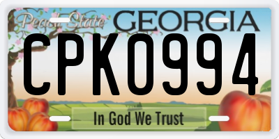 GA license plate CPK0994
