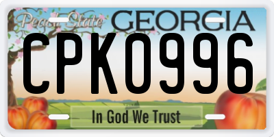 GA license plate CPK0996