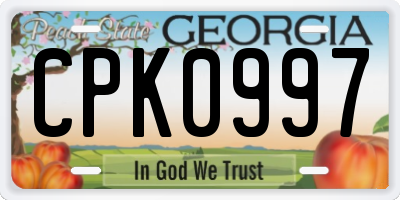 GA license plate CPK0997