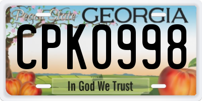 GA license plate CPK0998