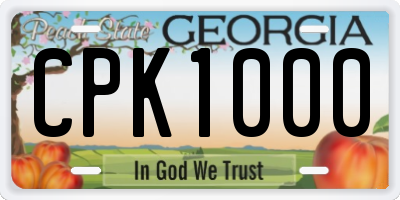 GA license plate CPK1000