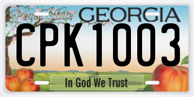 GA license plate CPK1003