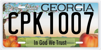 GA license plate CPK1007