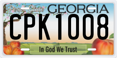GA license plate CPK1008