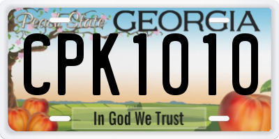 GA license plate CPK1010