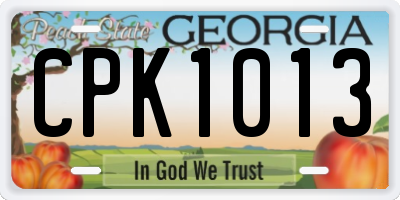GA license plate CPK1013