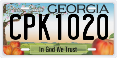 GA license plate CPK1020