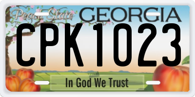 GA license plate CPK1023