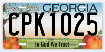 GA license plate CPK1025