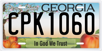 GA license plate CPK1060