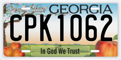 GA license plate CPK1062