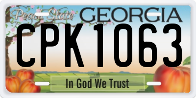 GA license plate CPK1063