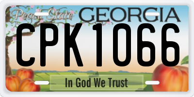 GA license plate CPK1066