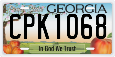 GA license plate CPK1068
