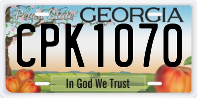 GA license plate CPK1070