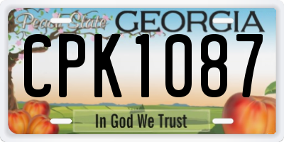 GA license plate CPK1087