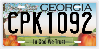 GA license plate CPK1092