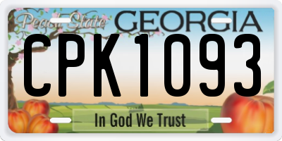 GA license plate CPK1093