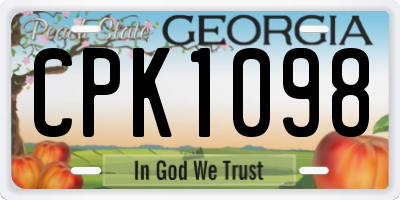 GA license plate CPK1098