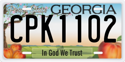 GA license plate CPK1102