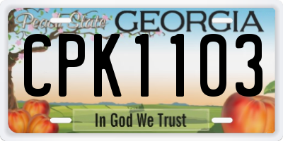 GA license plate CPK1103
