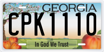 GA license plate CPK1110