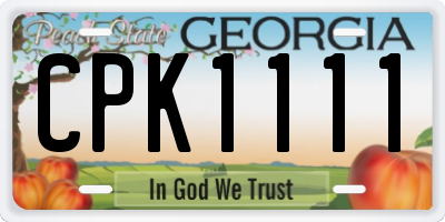 GA license plate CPK1111