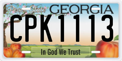 GA license plate CPK1113