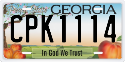 GA license plate CPK1114
