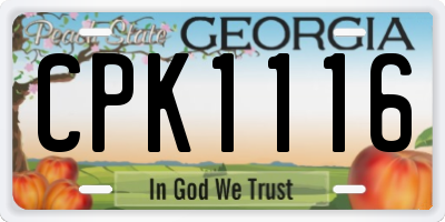 GA license plate CPK1116