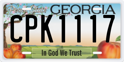 GA license plate CPK1117