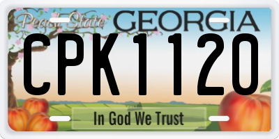 GA license plate CPK1120