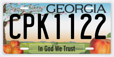 GA license plate CPK1122