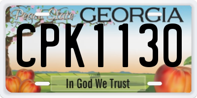 GA license plate CPK1130