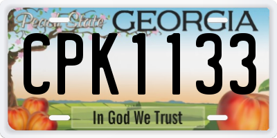 GA license plate CPK1133
