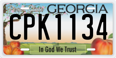 GA license plate CPK1134