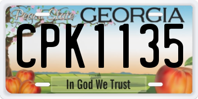 GA license plate CPK1135
