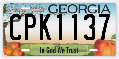 GA license plate CPK1137