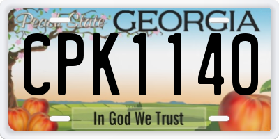 GA license plate CPK1140