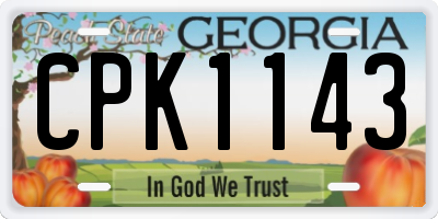 GA license plate CPK1143