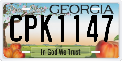 GA license plate CPK1147