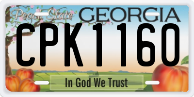 GA license plate CPK1160