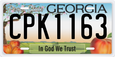 GA license plate CPK1163