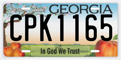 GA license plate CPK1165