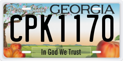 GA license plate CPK1170