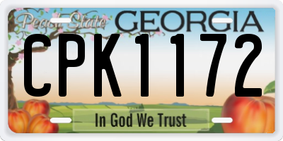 GA license plate CPK1172