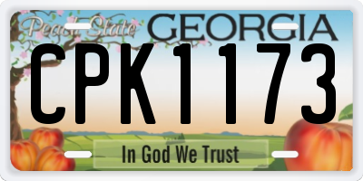 GA license plate CPK1173