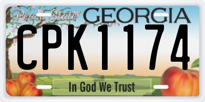 GA license plate CPK1174