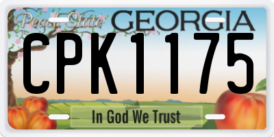 GA license plate CPK1175